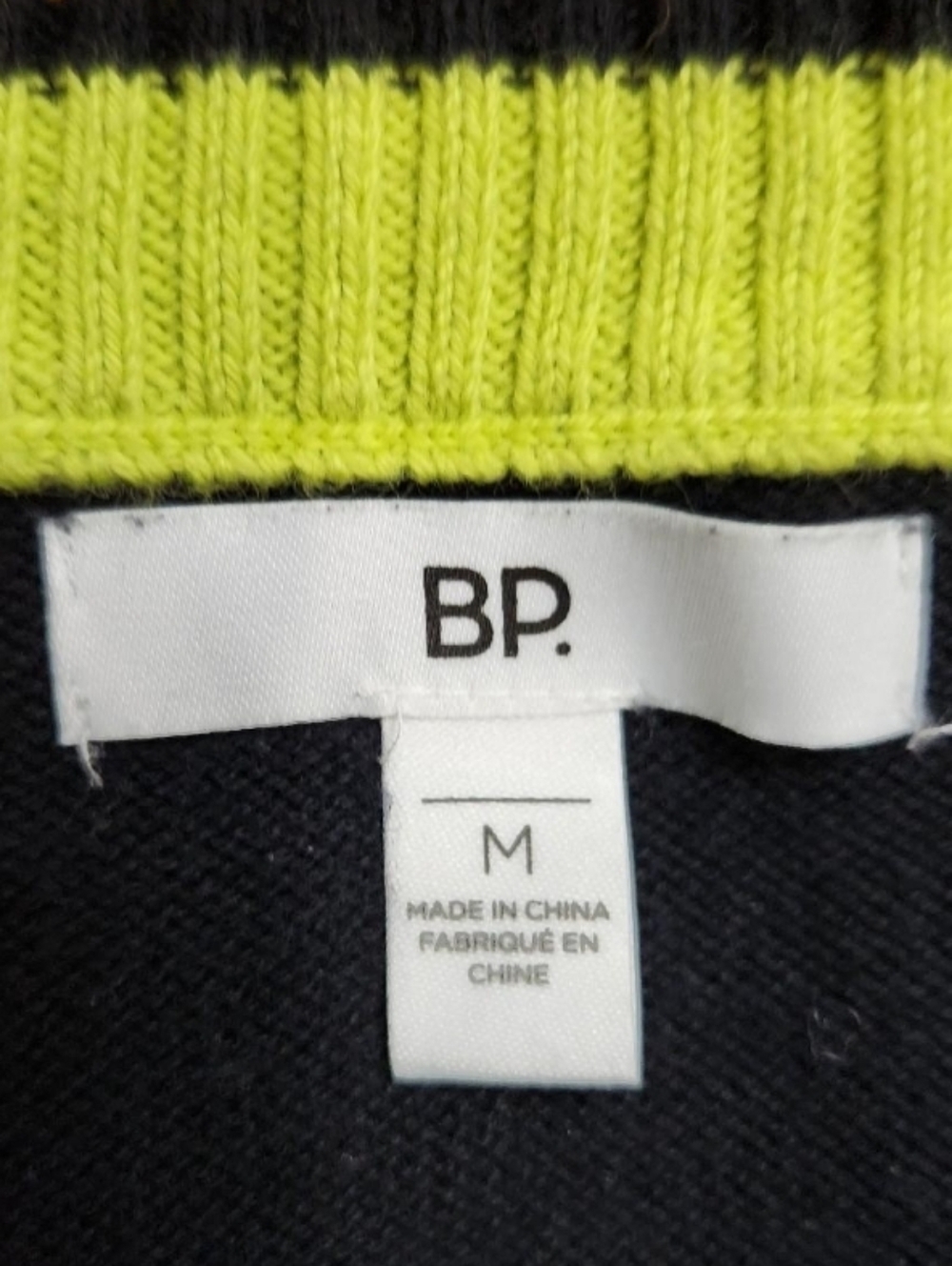 BP. Gender Inclusive Black Neon Stripe V-Neck Cotton Pride Sweater Medium - Picture 2 of 5